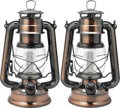 YAKii LED Vintage Lantern Metal Hanging Hurricane 12 LED Dimmer Switch Cold White Battery Operated