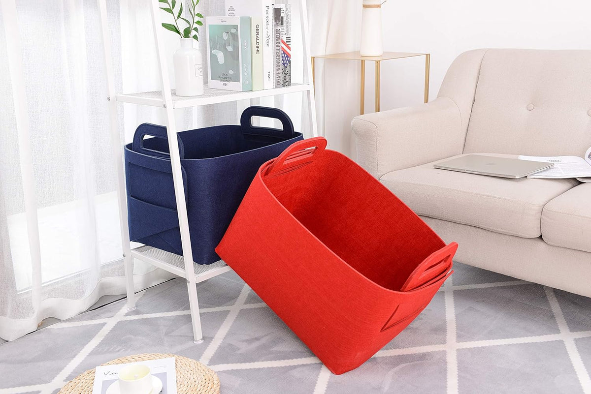 Minoisome Storage Basket Felt Storage Bin Collapsible& Convenient Box Organizer with Carry Handles