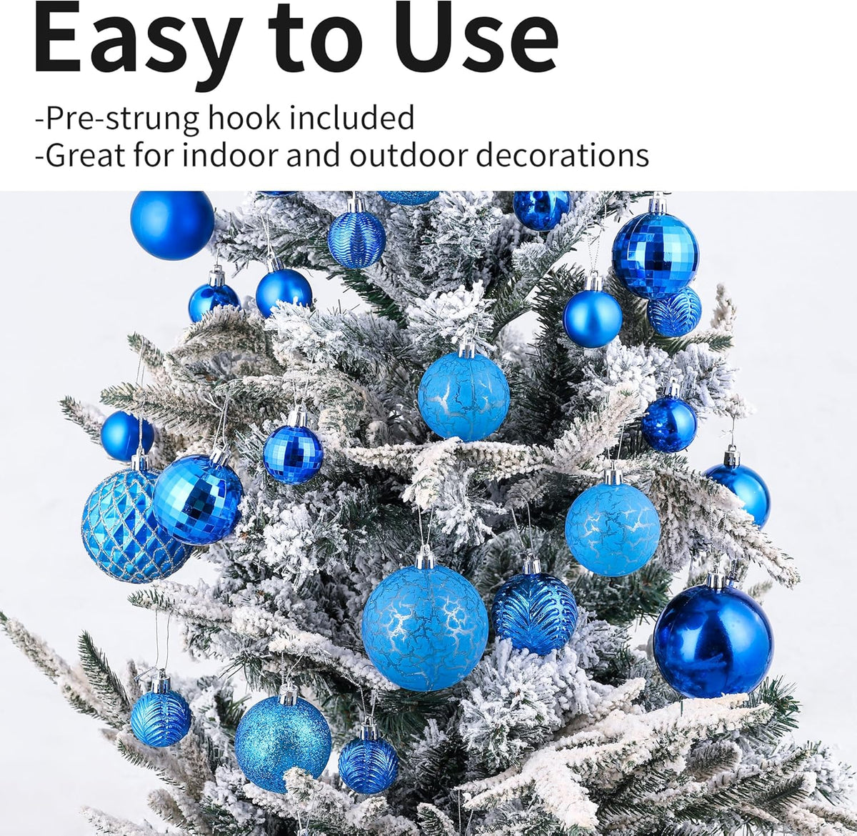 LANGXUN 36pcs Blue Christmas Tree Decorations Balls, Bolas De Navidad, 2025 Christmas Decor, Indoor