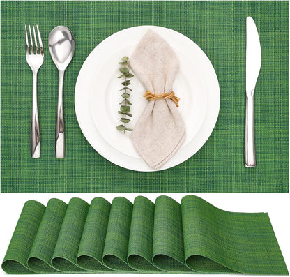 Myir JUN Placemats Set of 8, Vinyl Woven Placemats Place Mats Indoor Set of 8 Washable Table Mats