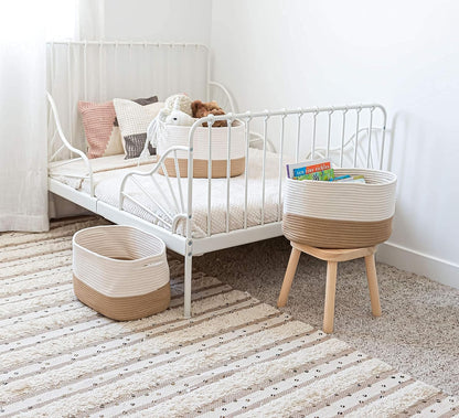 OrganiHaus Set of 3 Woven Storage Baskets for Organizing, Cotton Rope Organizer Bins for Shelves
