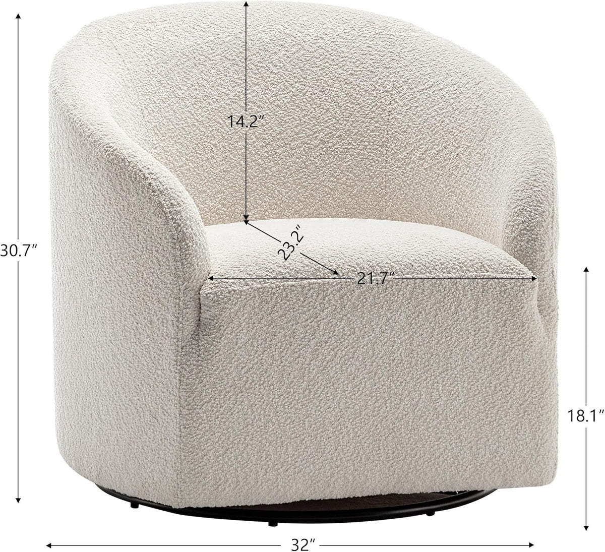 KINWELL 32" Wide Modern Boucle Swivel Barrel Chairs Set of 2, No Assembly Round Upholstered Swivel