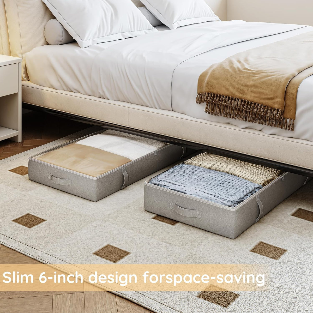 Vailando Under Bed Storage Containers, Underbed Storage Bins, 6 Inches Tall Clothes Storage Box