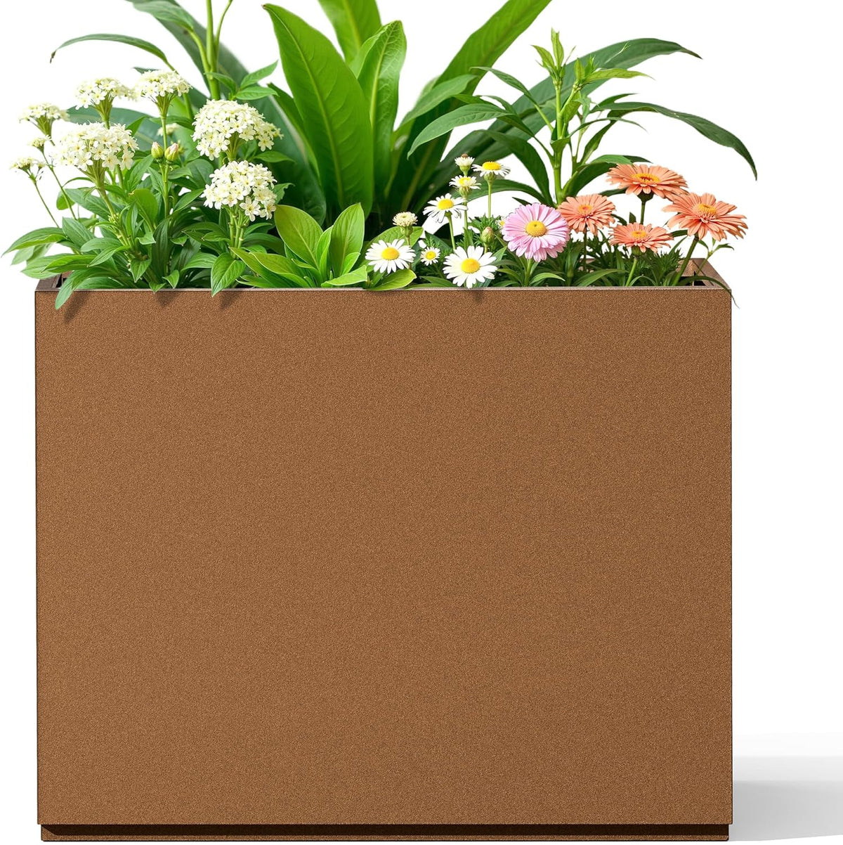 FENCY Metal Planter Box, Large Rectangular Planters for Outdoor Plants, Outdoor Tall Planters with