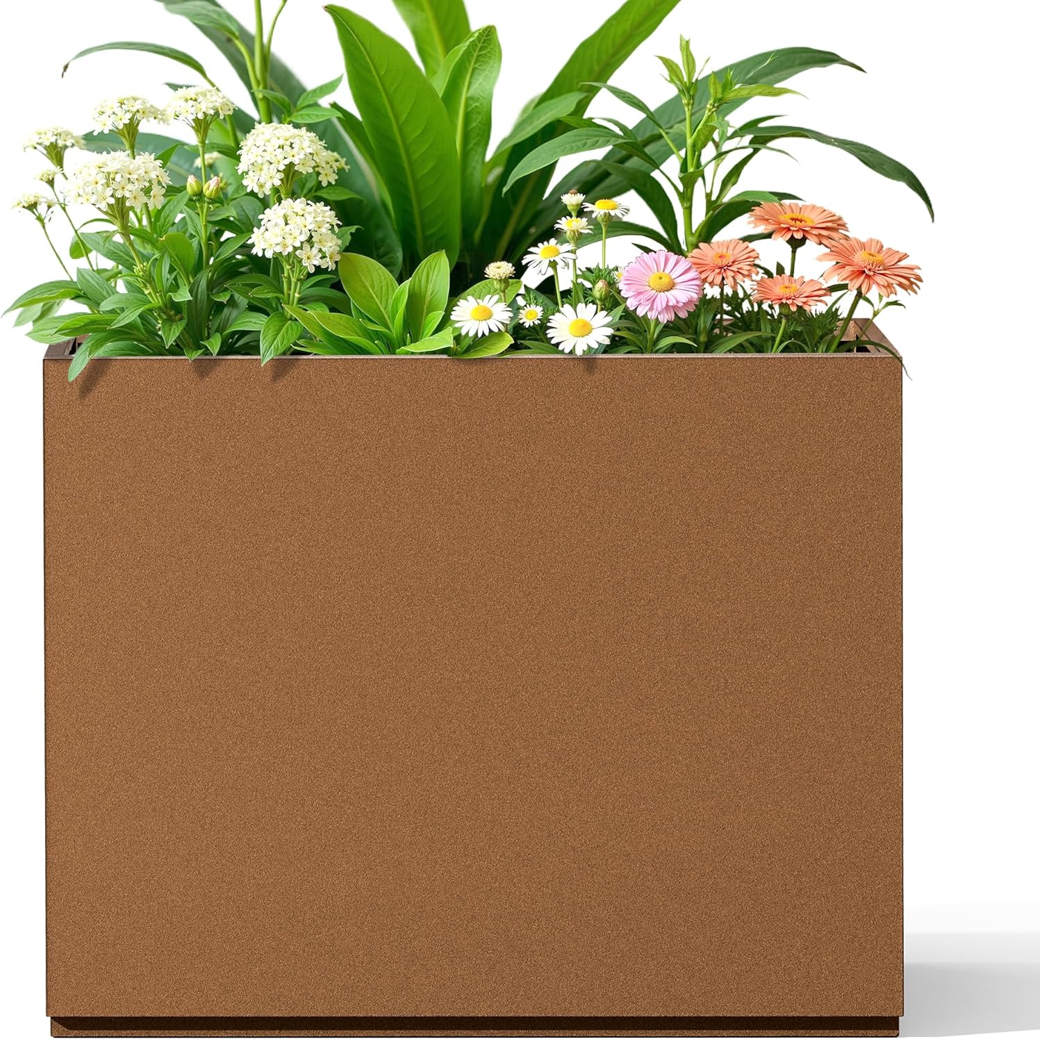 FENCY Metal Planter Box, Large Rectangular Planters for Outdoor Plants, Outdoor Tall Planters with
