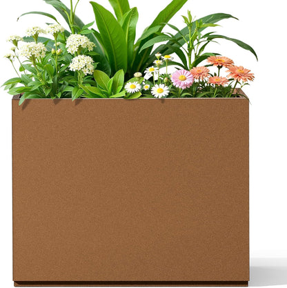 FENCY Metal Planter Box, Large Rectangular Planters for Outdoor Plants, Outdoor Tall Planters with