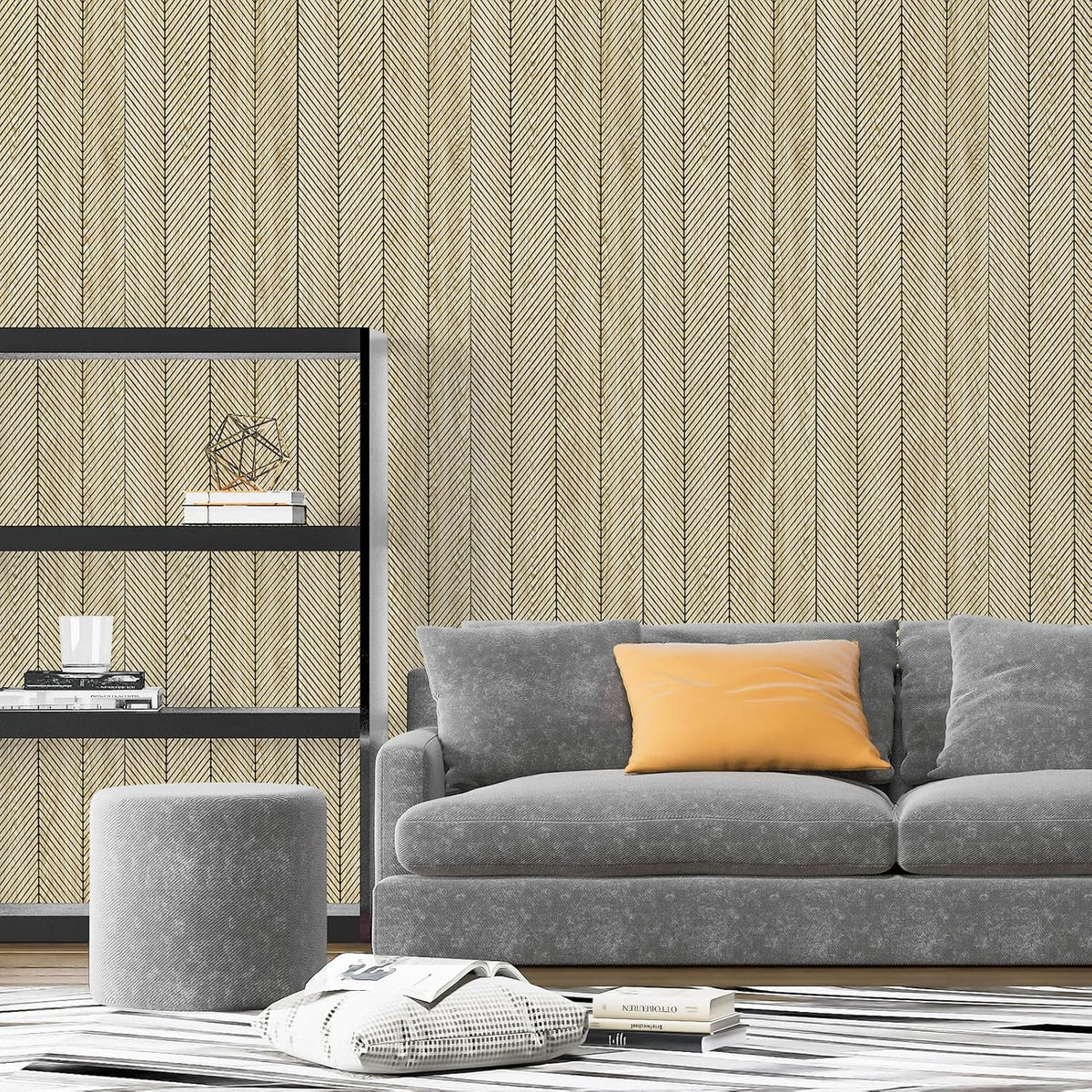 Art3d 4-Pack Glue-On Herringbone Wainscoting Panel for Interior Wall Decor - 104 x 12 Inch