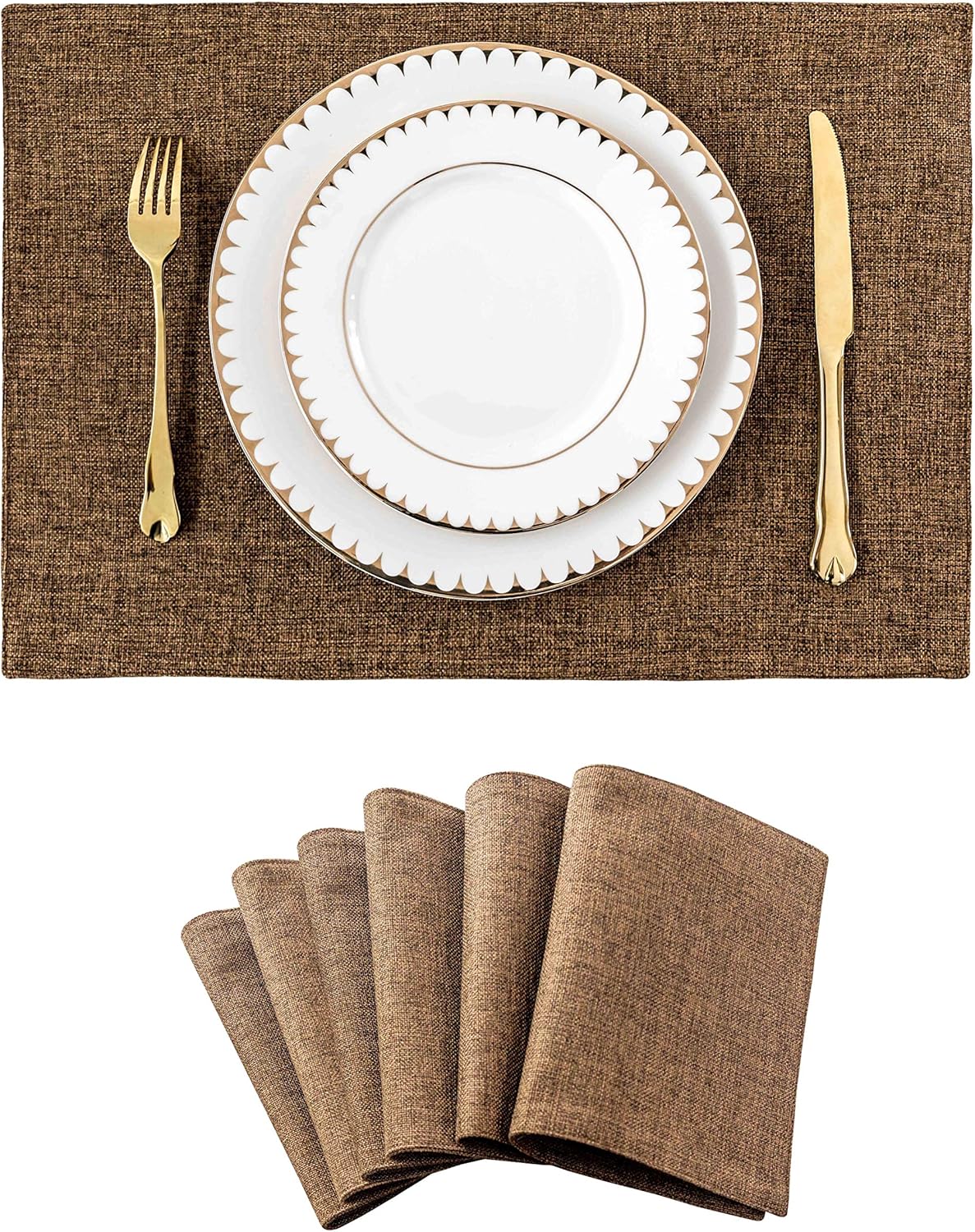 Home Brilliant Set of 6 Placemats Heat Resistant Dining Table Cloth Place Mats Kitchen Table Mats
