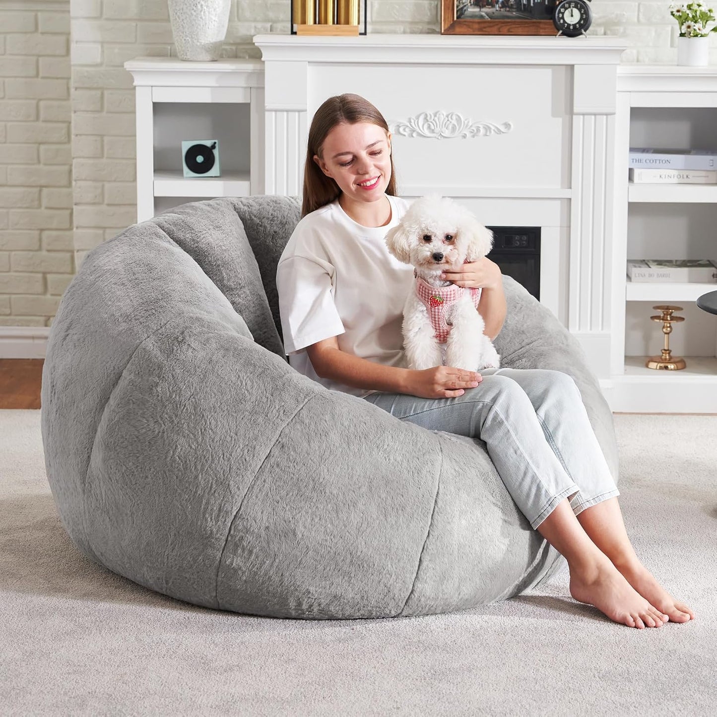 Hobestluk Bean Bag Chairs Large Bean Bag Couch for Adults Stuffed Sofa Chair Comfy Giant Bean Bag