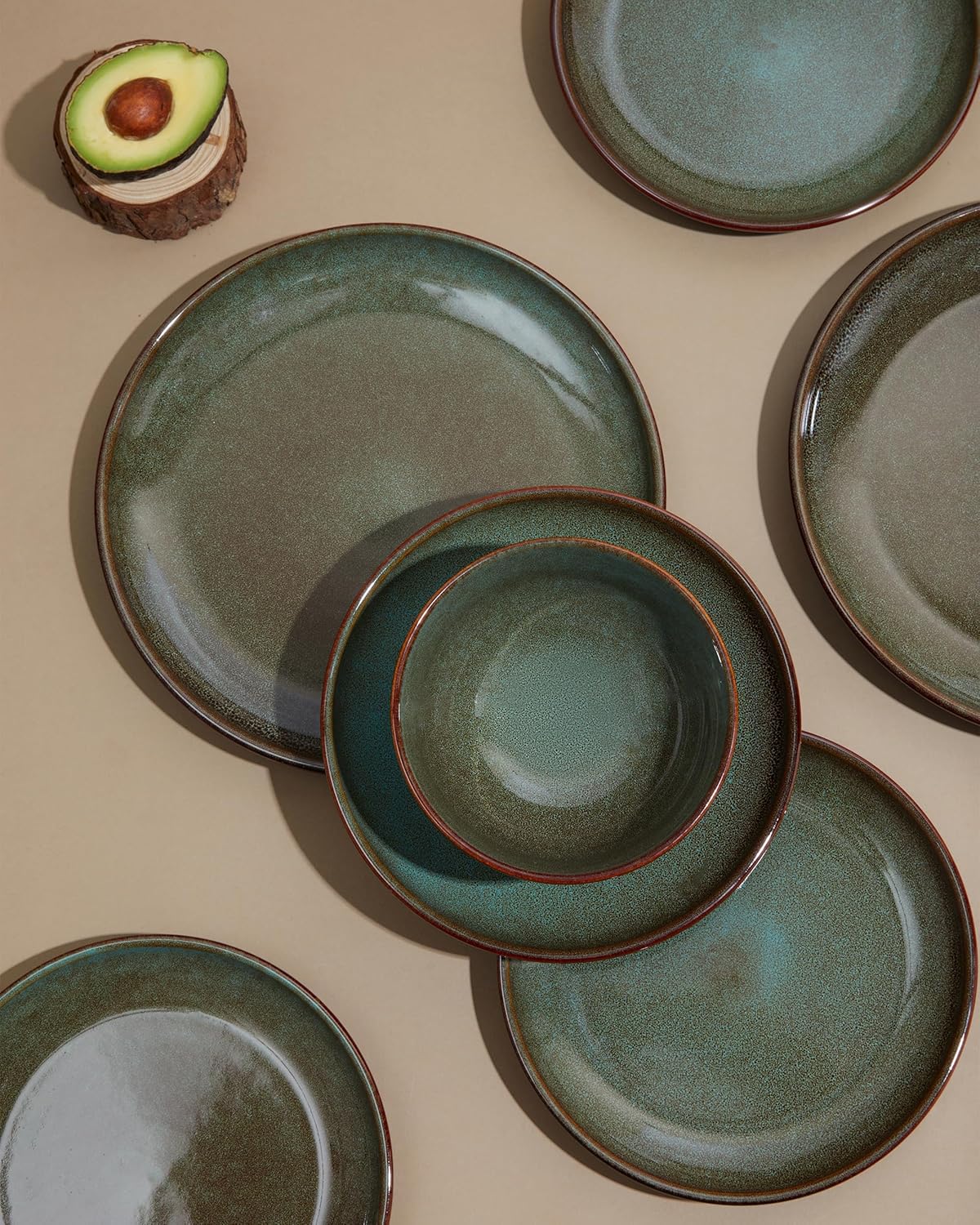 16 Piece Double Bowl Dinnerware Sets with Pasta Bowls, Highly Chip and Crack Resistant Plates and