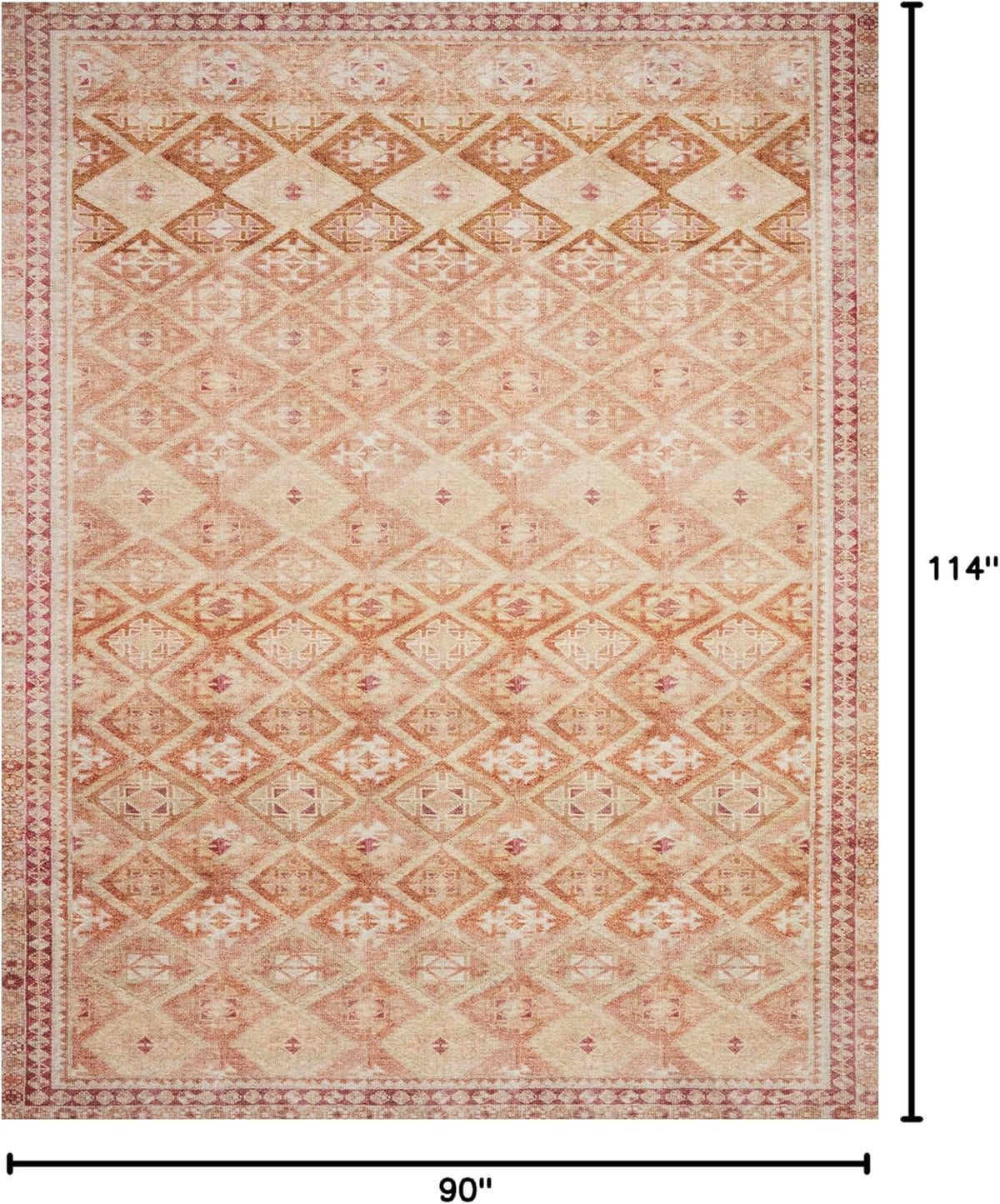 Loloi Layla Collection LAY-16 Natural/Spice 7'-6" x 9'-6" .13" Thick Area Rug, Soft, Durable