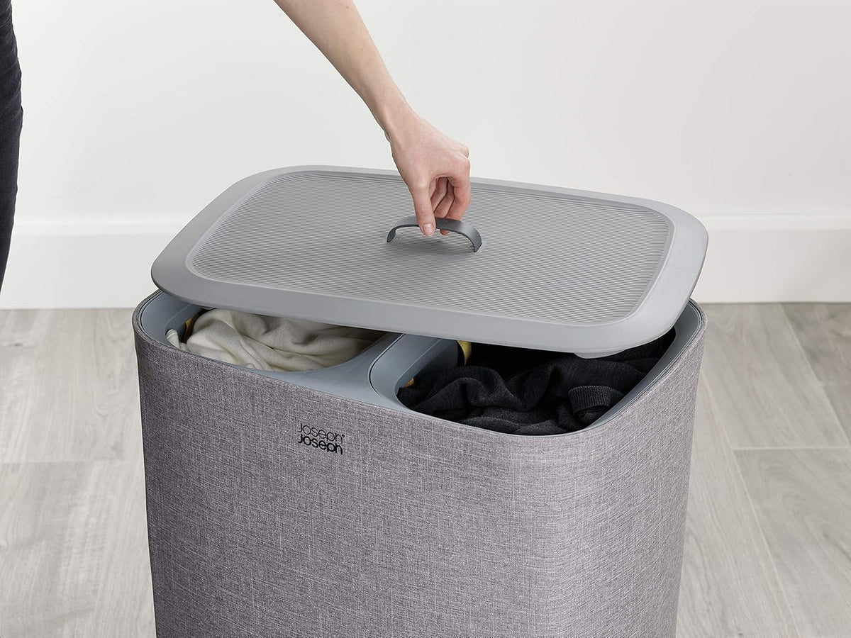 Joseph Joseph Tota 90 liter/23.8 gallon Laundry Hamper Separation Basket with lid, 2 Removable