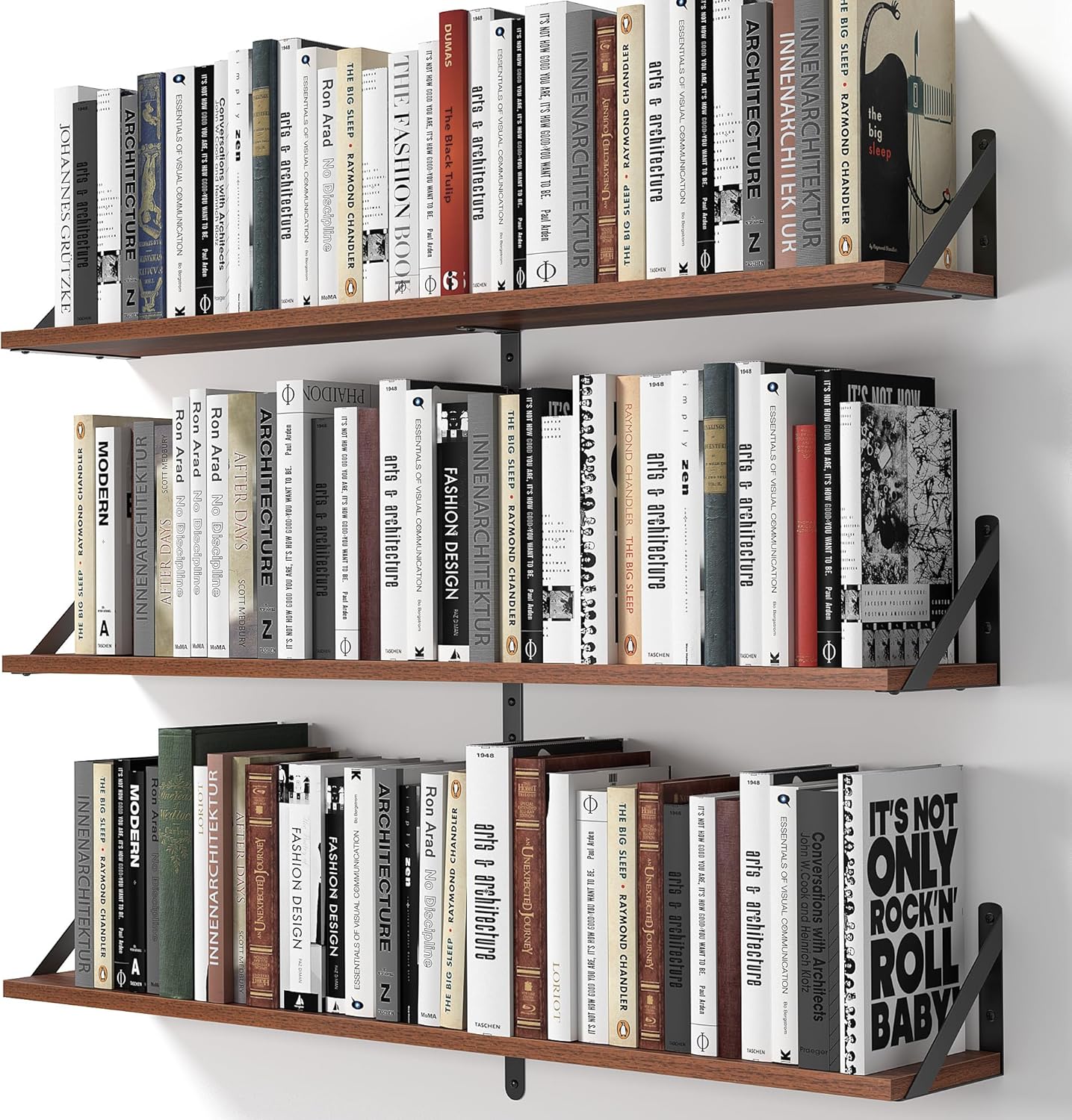 Heimlove Floating Shelves for Wall, 36 Inch Long Wood Floating Bookshelf Set of 3, Wall Mounted