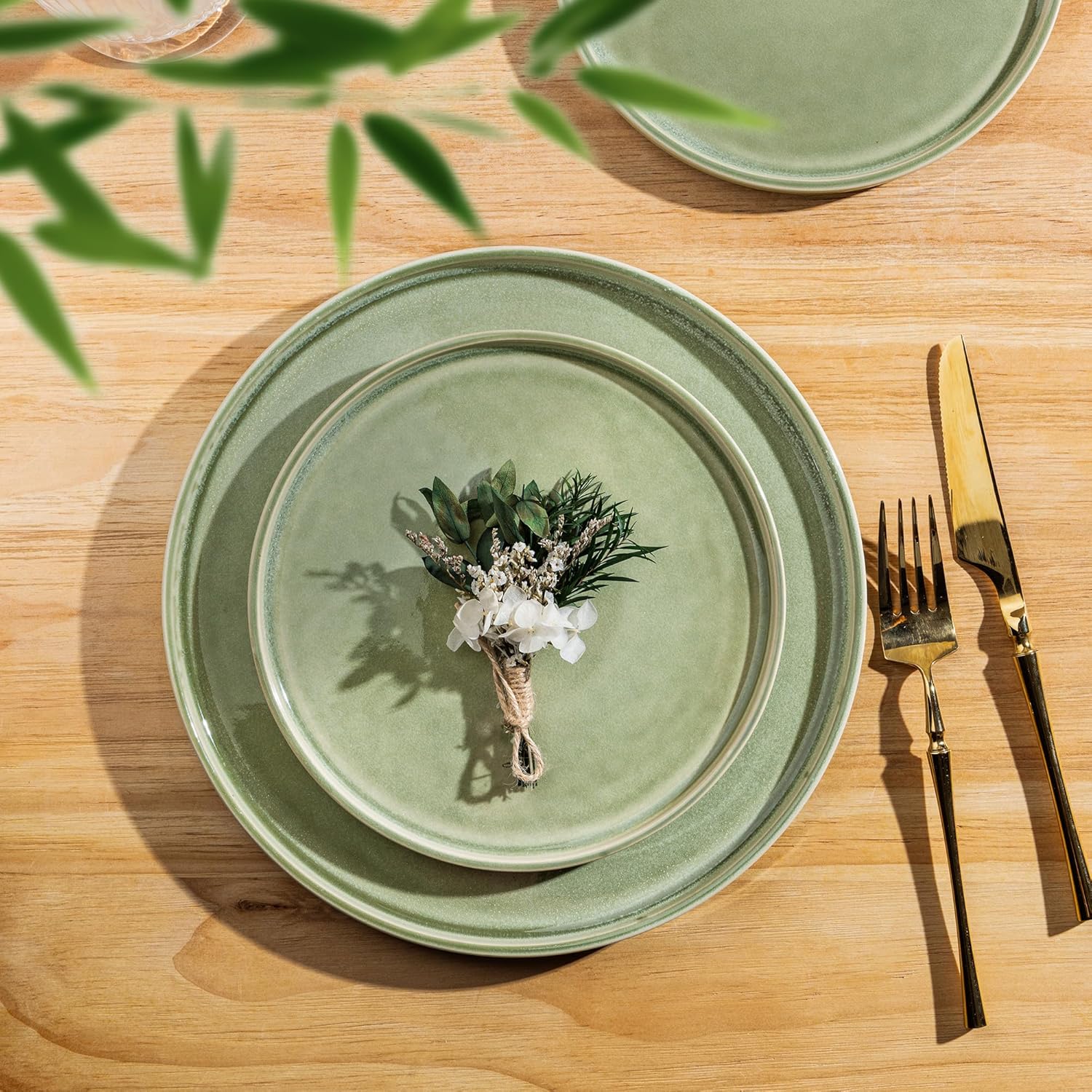 AmorArc Ceramic Dinnerware Sets, Handmade Reactive Glaze Stoneware Plates and Bowls Sets,Highly