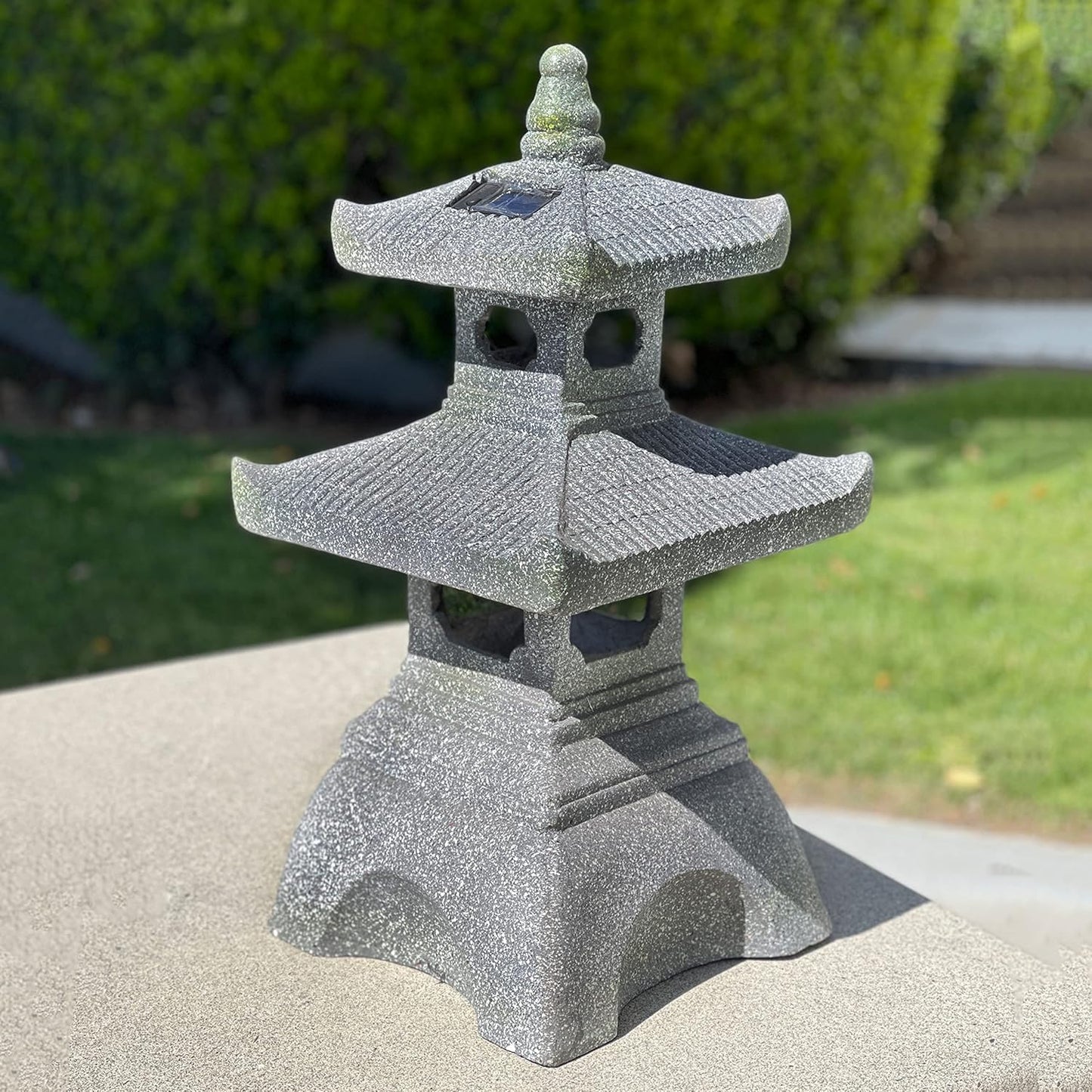 Galt International 2 Tier Pagoda Garden Statue LED Solar Powered Light 26" Tall Outdoor Zen Garden