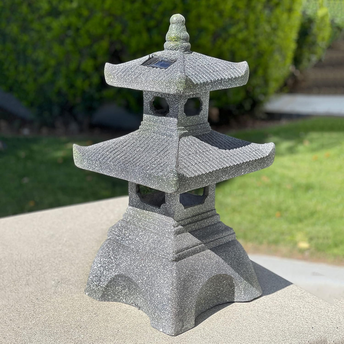 Galt International 2 Tier Pagoda Garden Statue LED Solar Powered Light 26" Tall Outdoor Zen Garden
