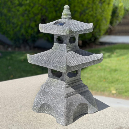 Galt International 2 Tier Pagoda Garden Statue LED Solar Powered Light 26" Tall Outdoor Zen Garden