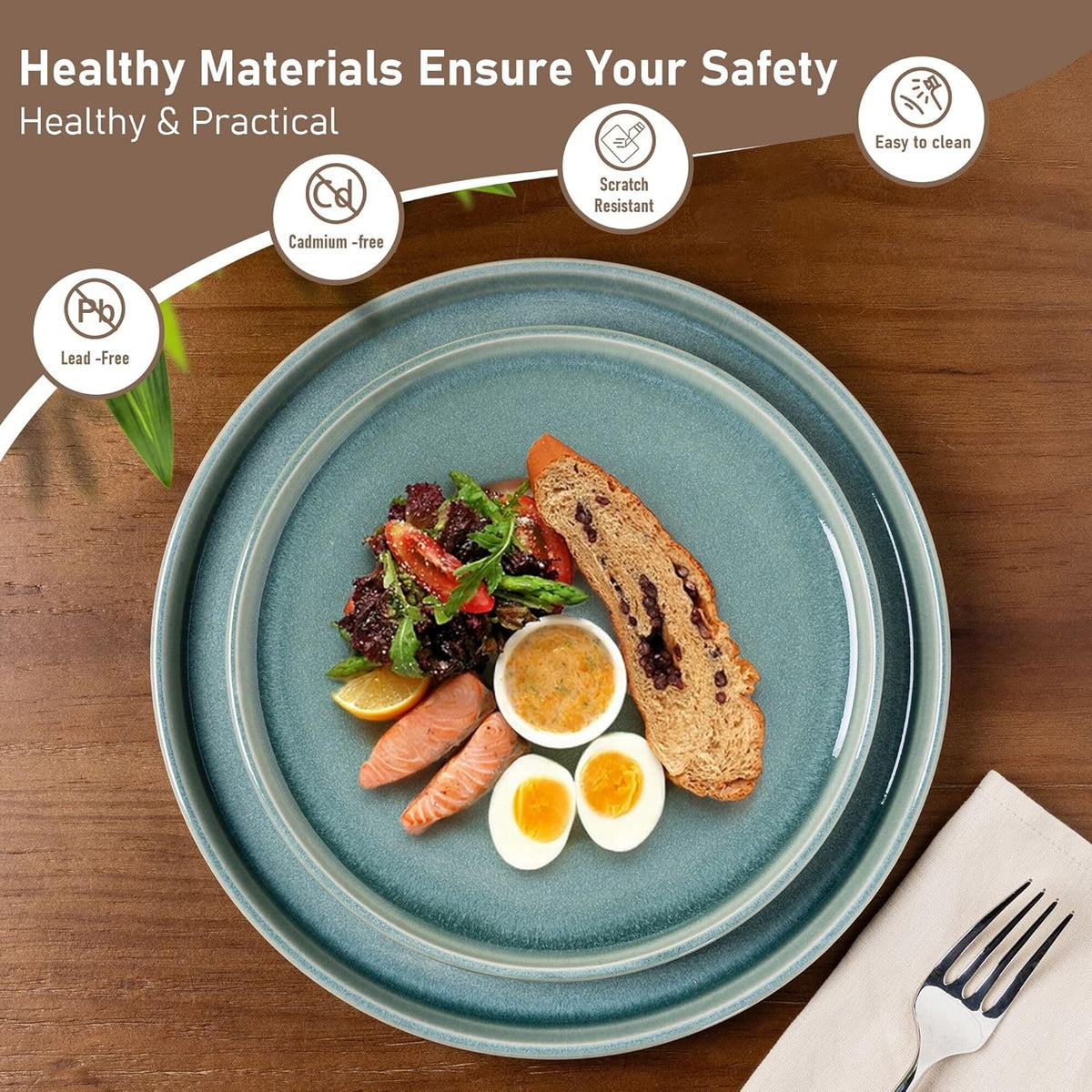 GBHOME Ceramic Dinnerware Sets for 4, 12 Pieces Stoneware Plates and Bowls Sets, Scratch Resistant