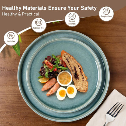 GBHOME Ceramic Dinnerware Sets for 4, 12 Pieces Stoneware Plates and Bowls Sets, Scratch Resistant