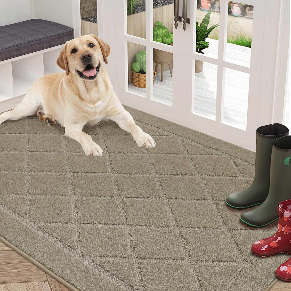 BEQHAUSE Dirt Trapper Door Mat 36" x 60", Doormat Non-Slip Entryway Rugs Washable, Dog Door Mat