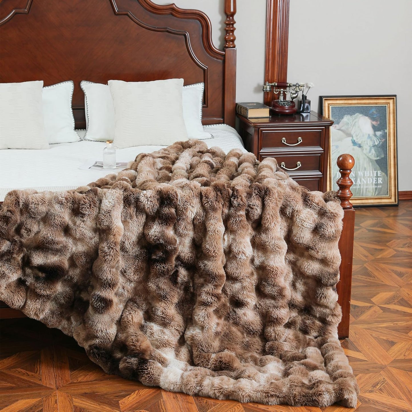 UKELER Plush Furry Throw Blanket Large Super Soft Fluffy Blankets Throws for Bed, Couch, Sofa