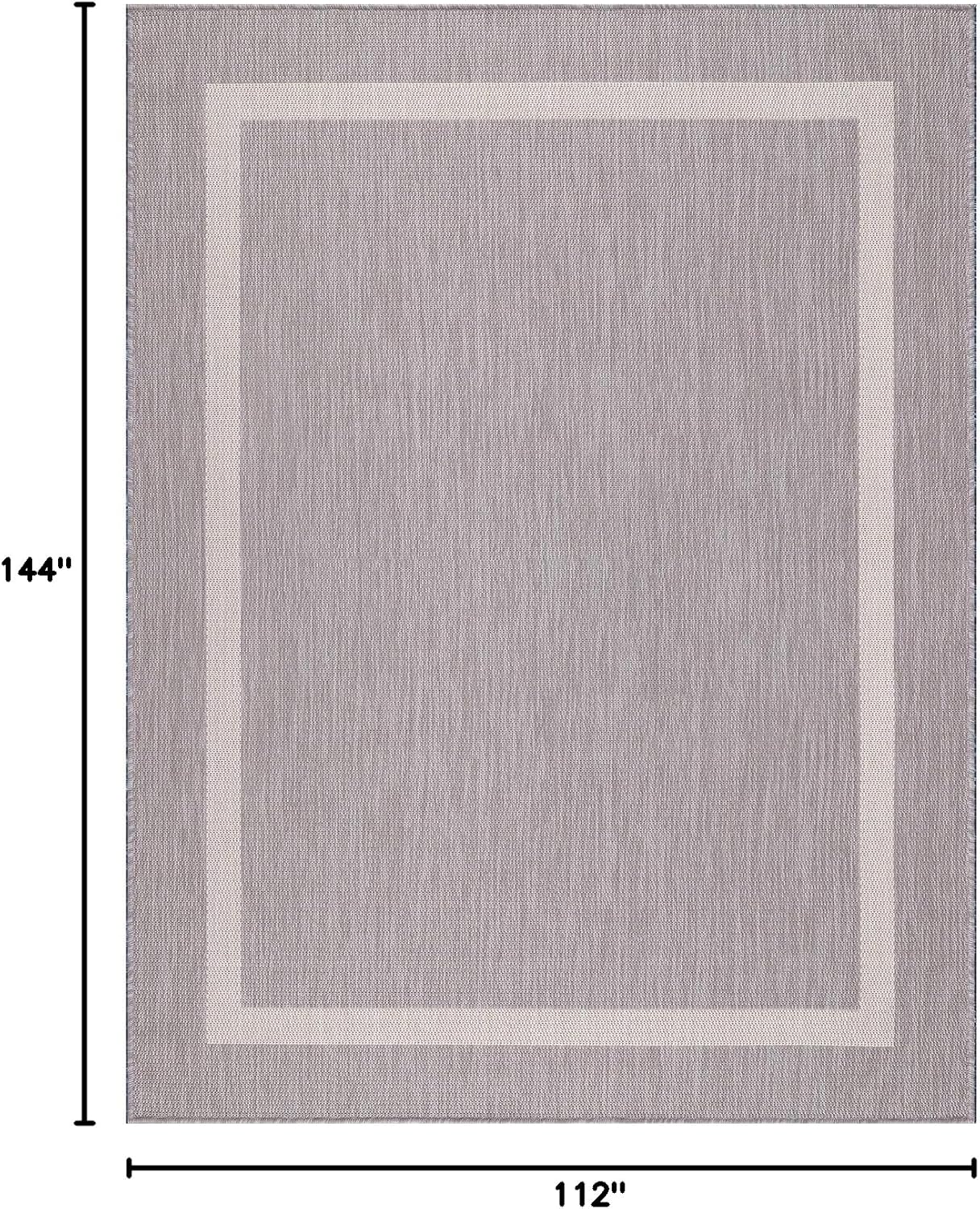 Bordered Outdoor Rug 9x12 Washable Outside Carpet for Indoor Patio Porch Waterproof Easy Cleaning