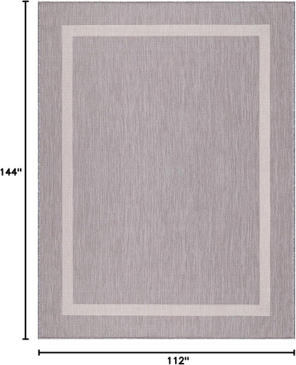 Bordered Outdoor Rug 9x12 Washable Outside Carpet for Indoor Patio Porch Waterproof Easy Cleaning