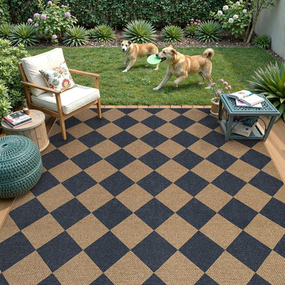 Lahome Checkered Easy Jute Washable Rug, 5x7 Area Rugs for Living Room Nature Large Dining Room