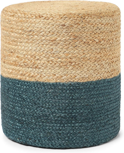REDEARTH · Cylindrical Pouf Foot Stool Ottoman - Jute Braided Pouffe Poof Accent Sitting Footrest