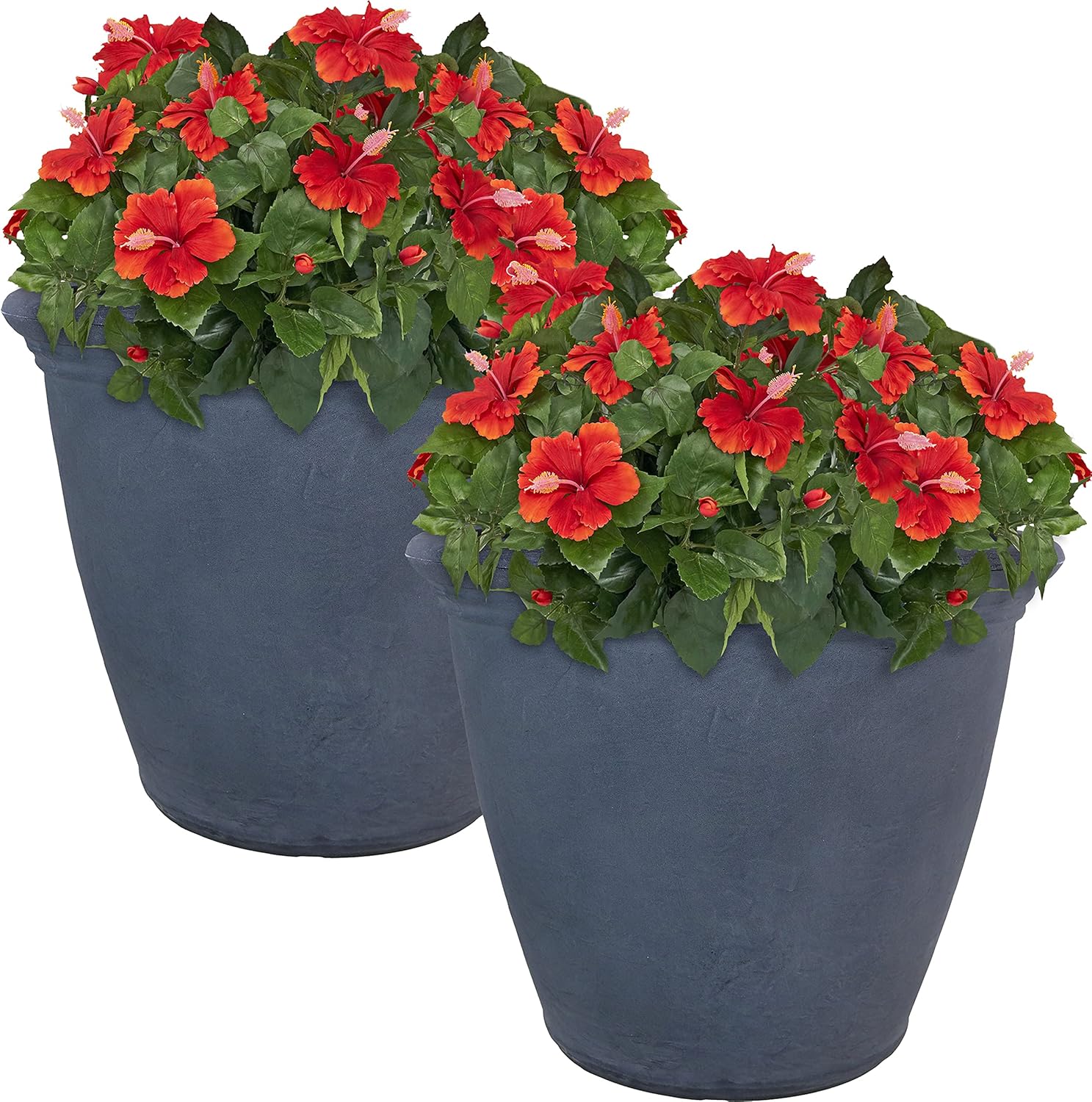 Sunnydaze 20-Inch Anjelica Large Plastic Pot for Plants - Outdoor Polyresin Round Planter with