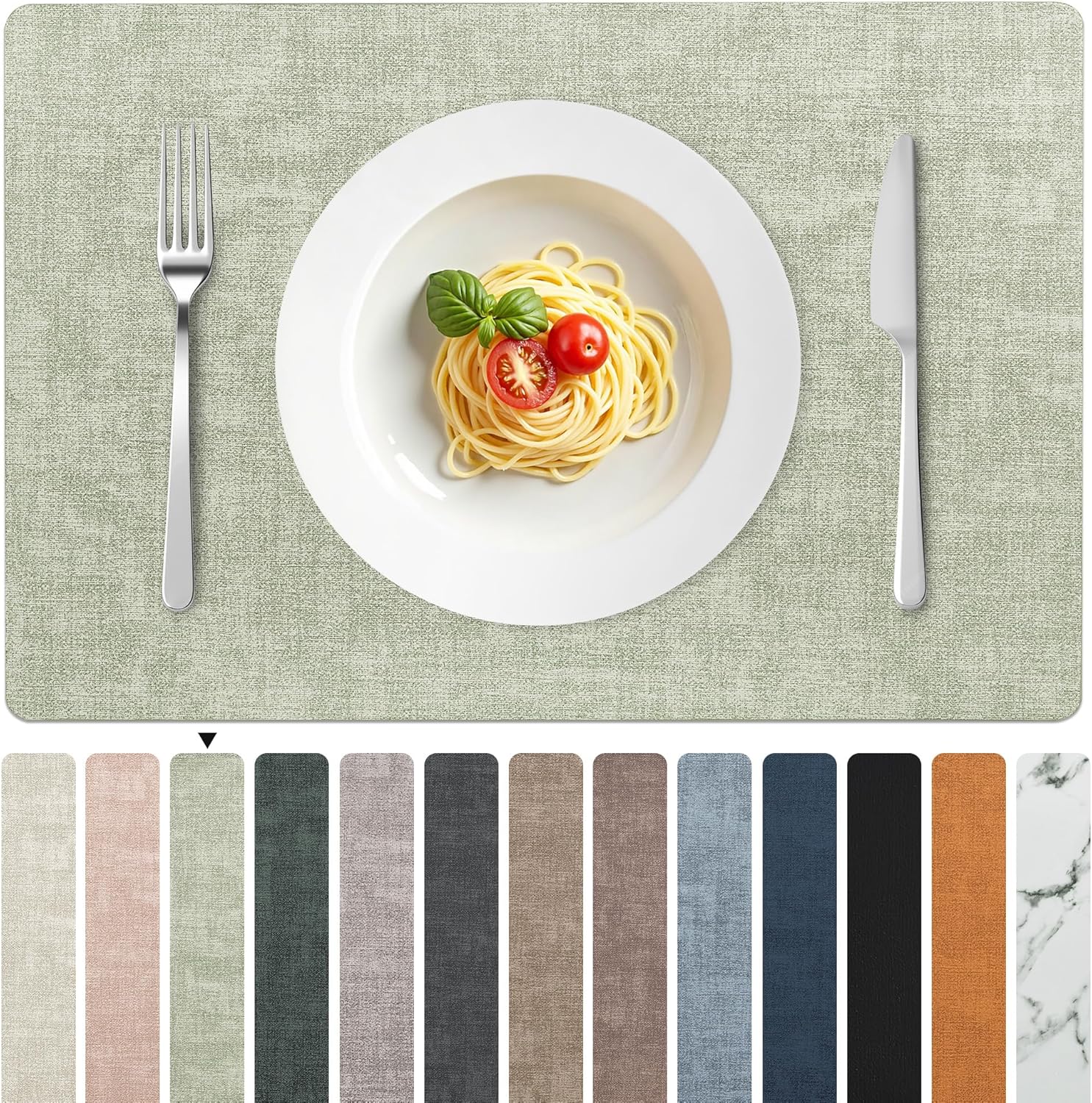 FROMHEART Faux Leather Placemats Set of 8–Waterproof,Heat/Oil Stain-Resistant PU Table
