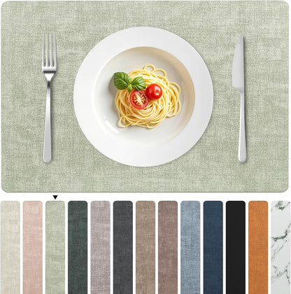 FROMHEART Faux Leather Placemats Set of 8–Waterproof,Heat/Oil Stain-Resistant PU Table