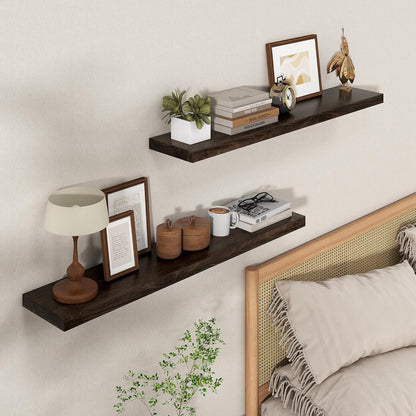 Axeman Floating Shelves for Wall - 40''W x 8'' D Rustic Solid Elm Wood Shelves for Storage, Wall