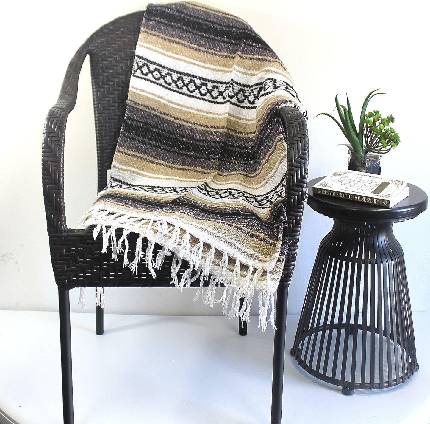 Del Mex Classic Mexican Blanket, Large Authentic Woven Falsa Throw (70"x50"), Artisan Southwest