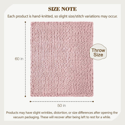 Carriediosa Chunky Knit Throw Blanket 50" X 60", 100% Hand Made Large Chenille Loop Yarn Soft