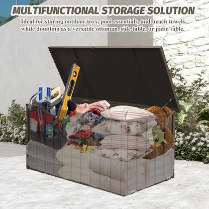 Domi Deck Box 190 Gallon, Waterproof Lockable Steel Outdoor Storage Container for Outside Cushions