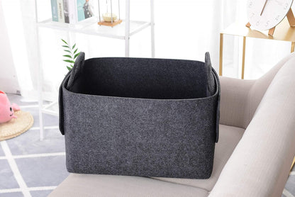 Storage Basket Felt Storage Bin Collapsible& Convenient Box Organizer with Carry Handles for Office