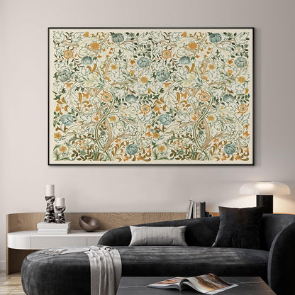 SIGNWIN 46"x72" Extra Large Framed Wall Art Vintage Botanical Floral with Golden and Teal Leaves