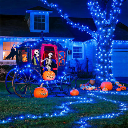 JMEXSUSS 33ft 100 LED Blue Christmas Tree Lights, Battery Operated Christmas Lights with 8 Modes