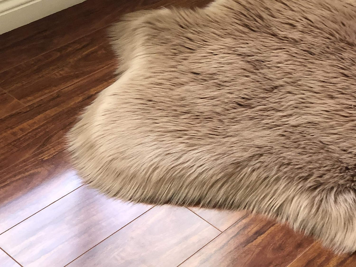 LAMBZY Faux Sheepskin Hypoallergenic Free Shape Silky Shag Rug, Luxury Shaggy Silky Plush Carpet