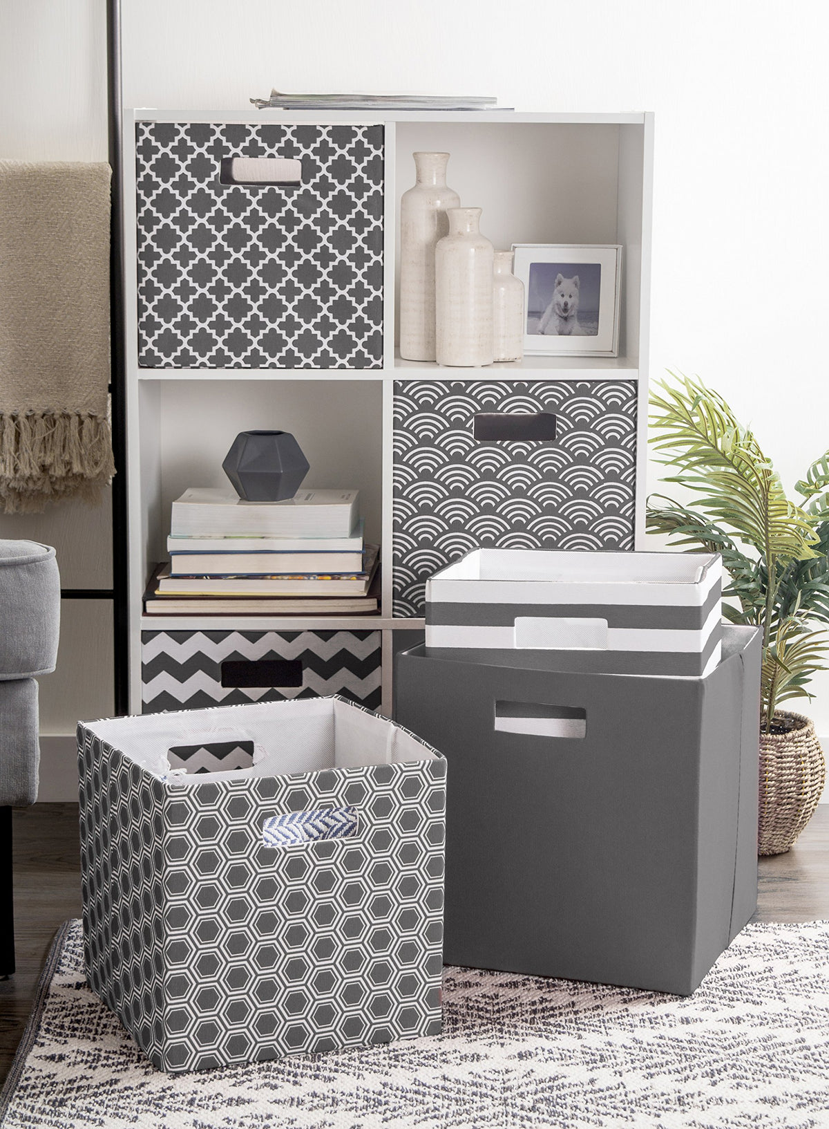 DII Fabric Storage Cube Organizer Bin 13x13x13 Foldable, Gray
