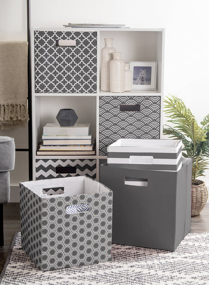 DII Fabric Storage Cube Organizer Bin 13x13x13 Foldable, Gray