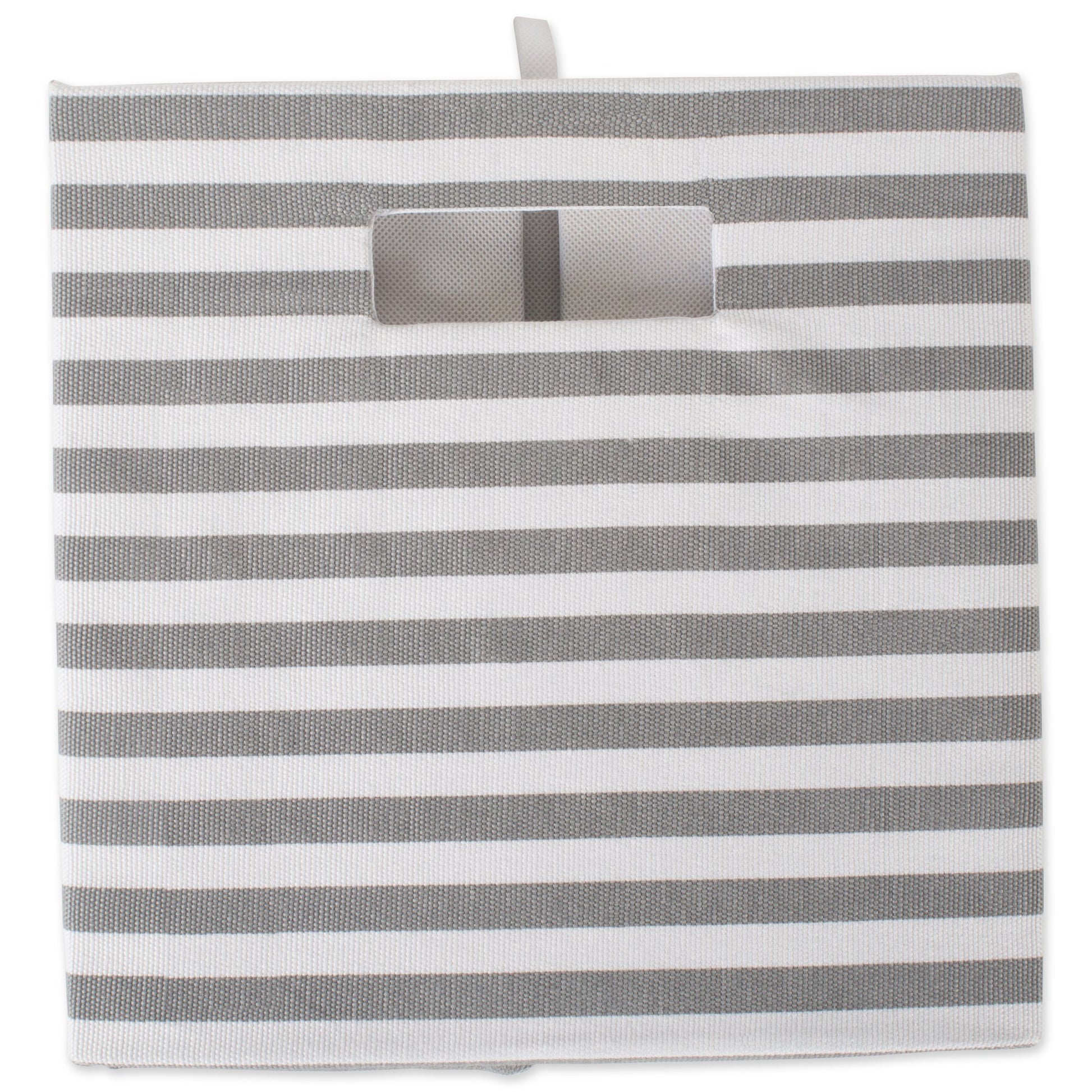 DII Collapsible Polyester Storage Cube, Pinstripe, Gray, Large