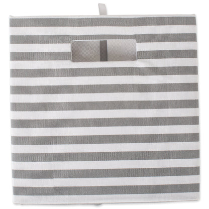 DII Collapsible Polyester Storage Cube, Pinstripe, Gray, Large