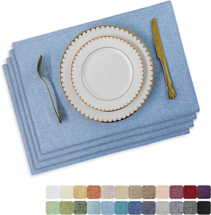 Home Brilliant Blue Placemats Set of 4 Heat Resistant Farmhouse Boho Placemats Burlap Cloth Place