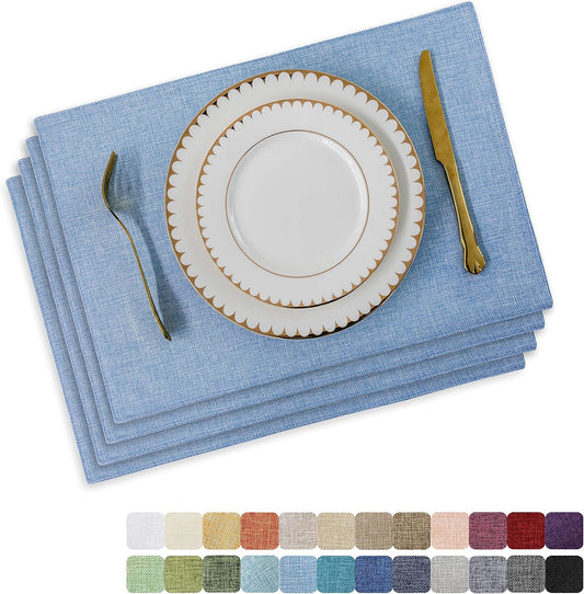 Home Brilliant Blue Placemats Set of 4 Heat Resistant Farmhouse Boho Placemats Burlap Cloth Place