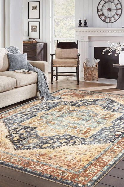 Keen Home Design 9x12 Rug - Machine Washable Area Rug with Non-Slip Backing, Ideal for Living Room