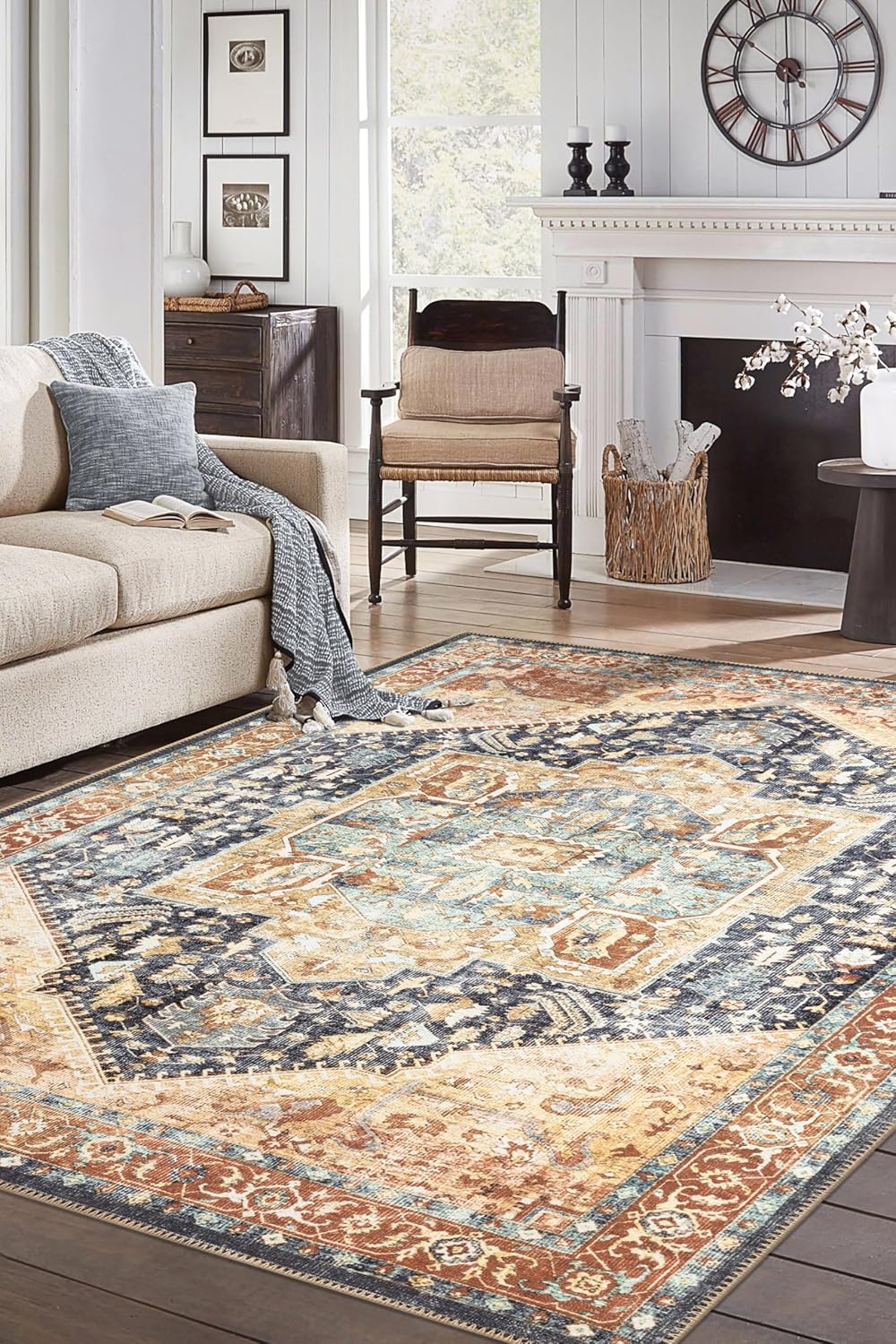 Keen Home Design 5x7 Rug - Machine Washable Area Rug with Non-Slip Backing, Ideal for Living Room