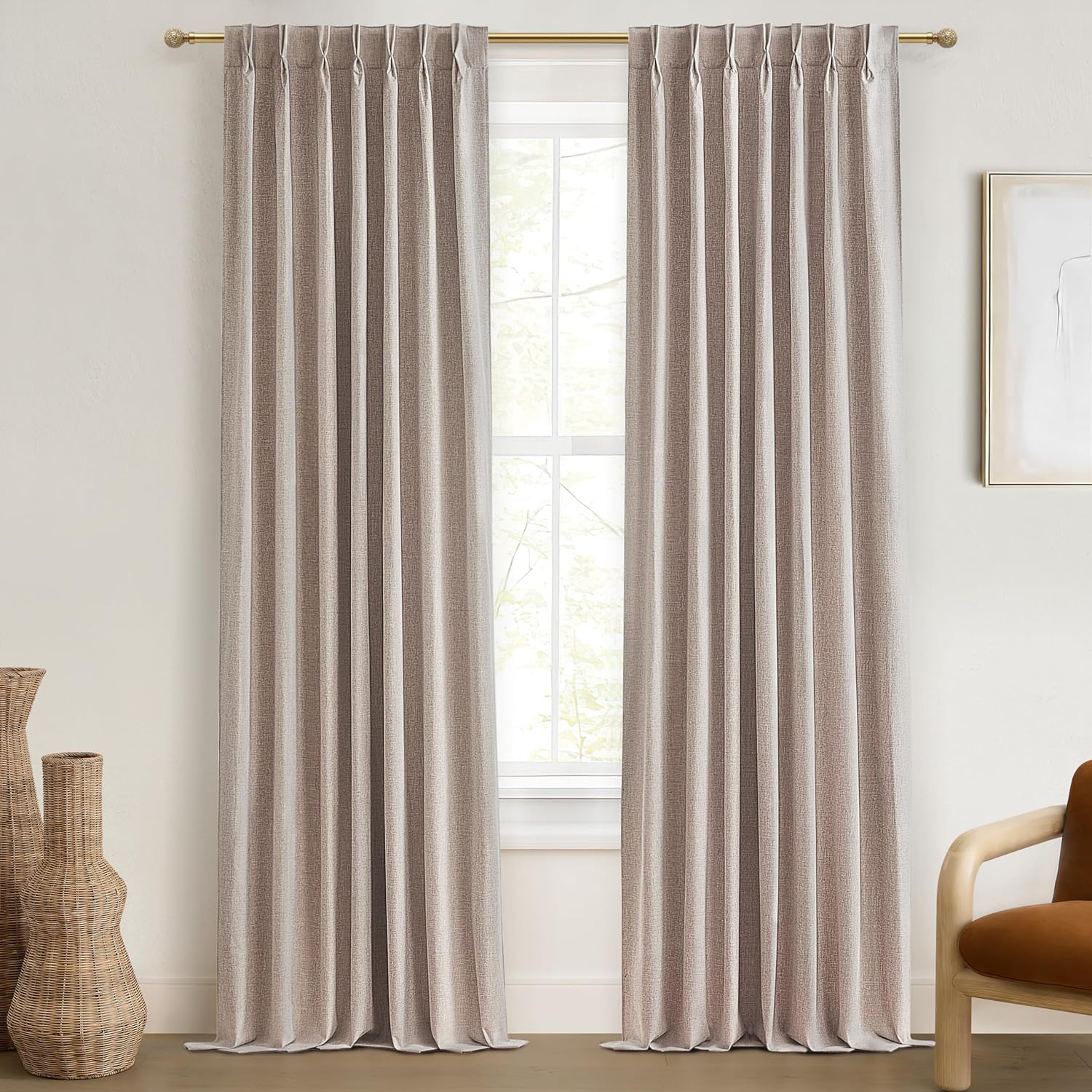 Room Darkening Curtains for Living Room Boho Drop Cloth Curtains Farmhouse Linen Window Drapes 102