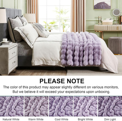 DREAMNINE Oversized Soft Thick Fuzzy Faux Rabbit Fur Throw Blanket Twin Size 60" x 71", Double
